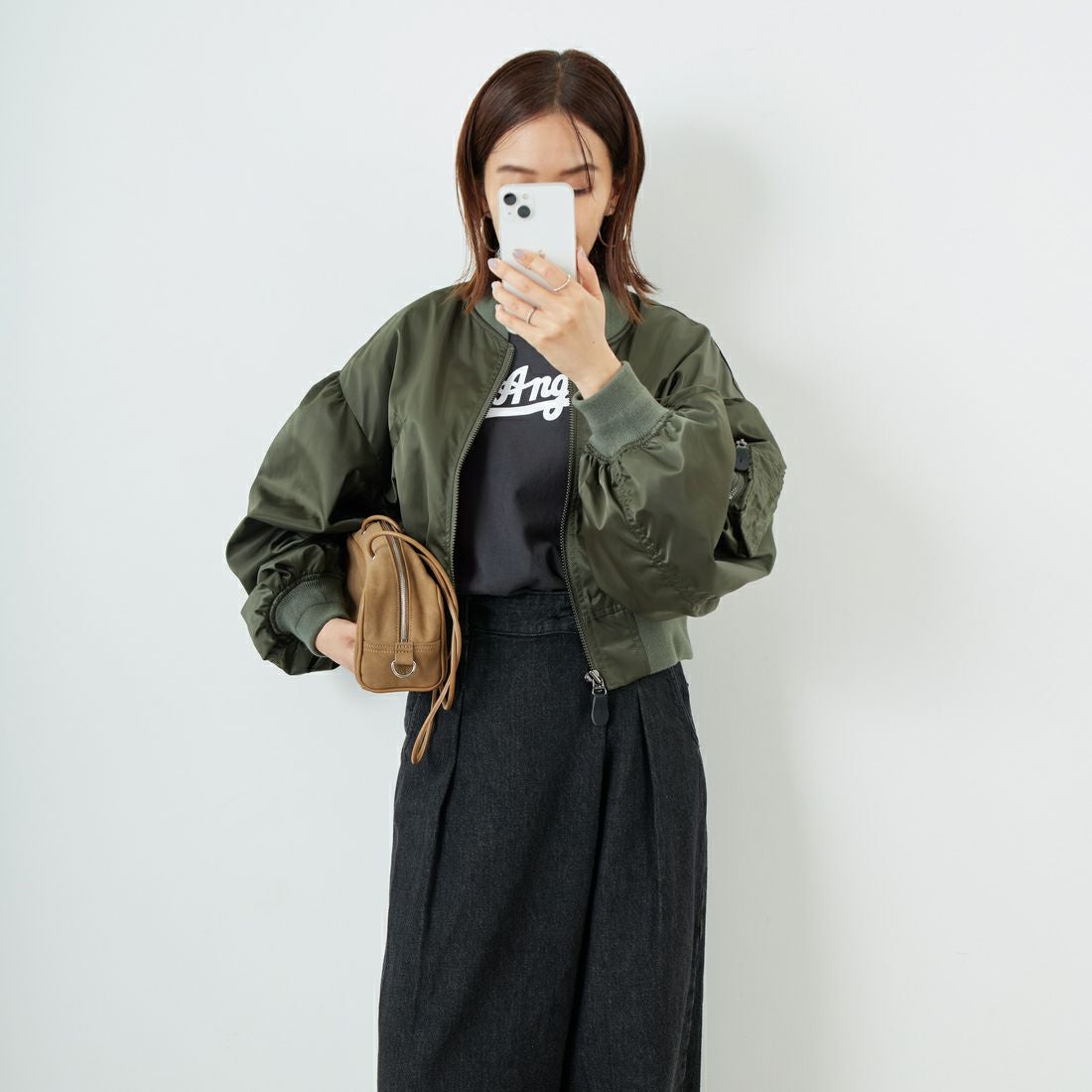 RhodolirioN [ロドリリオン] L-2Bタイプ スモールジャケット [RV1027] A OLIVE &&モデル身長：160cm 着用サイズ：1&&