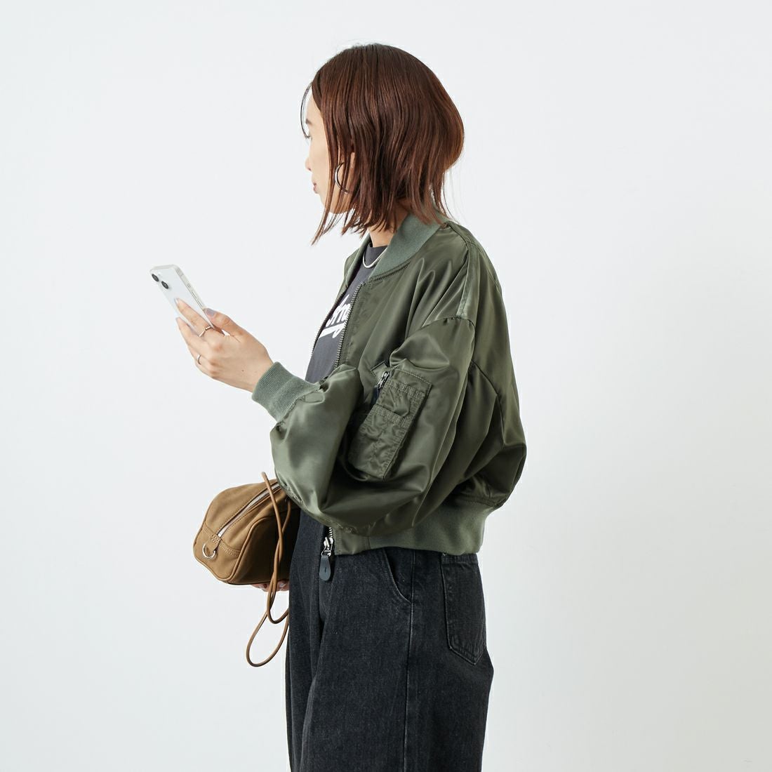 RhodolirioN [ロドリリオン] L-2Bタイプ スモールジャケット [RV1027] A OLIVE &&モデル身長：160cm 着用サイズ：1&&