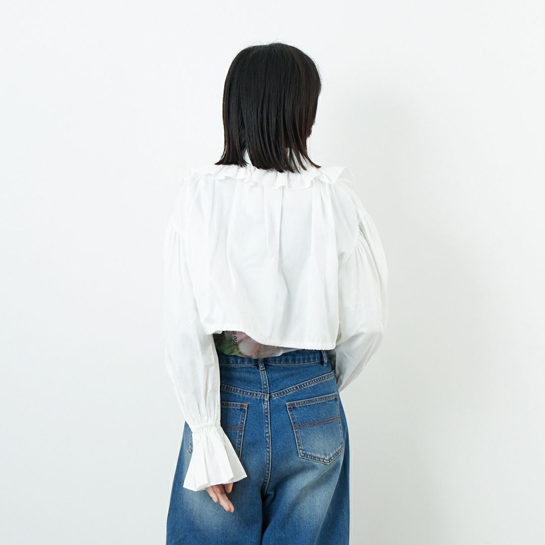 RhodolirioN [ロドリリオン] モノステッチスペンサーシャツ [RV1041] A WHITE &&モデル身長：162cm 着用サイズ：ONE SIZE&&