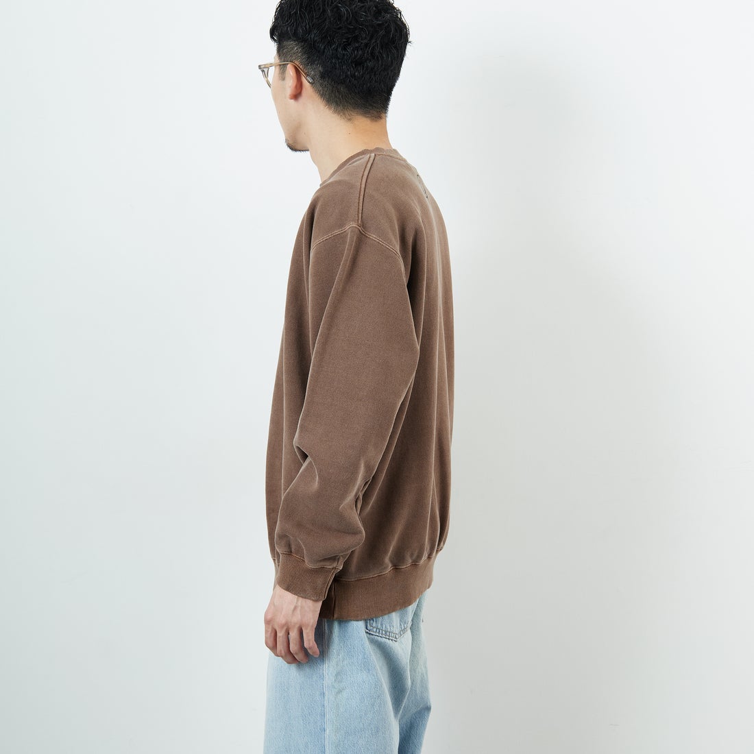 GOOD ROCK SPEED [グッドロックスピード] 別注 NIRVANA プリントスウェット [INTN-051-JF] BROWN &&モデル身長：168cm 着用サイズ：L&&