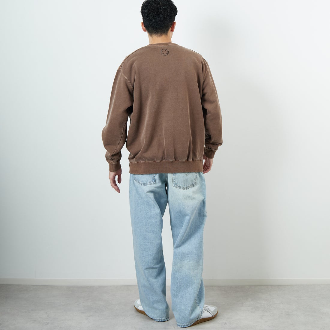 GOOD ROCK SPEED [グッドロックスピード] 別注 NIRVANA プリントスウェット [INTN-051-JF] BROWN &&モデル身長：168cm 着用サイズ：L&&