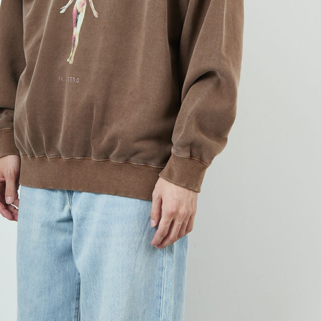 GOOD ROCK SPEED [グッドロックスピード] 別注 NIRVANA プリントスウェット [INTN-051-JF] BROWN &&モデル身長：168cm 着用サイズ：L&&