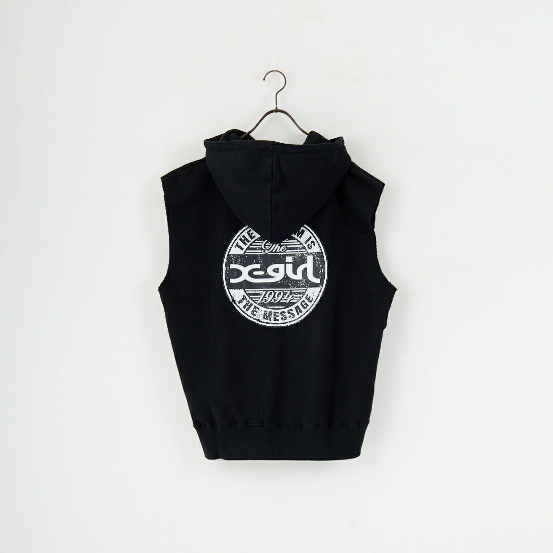 X-girl [エックスガール] ディストレス ジップアップスウェットベスト [105253021009] BLACK