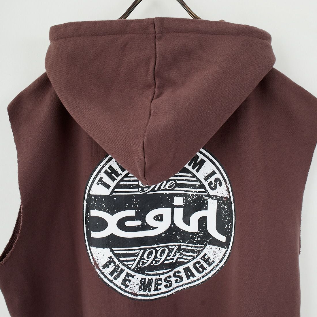 X-girl [エックスガール] ディストレス ジップアップスウェットベスト [105253021009] BROWN