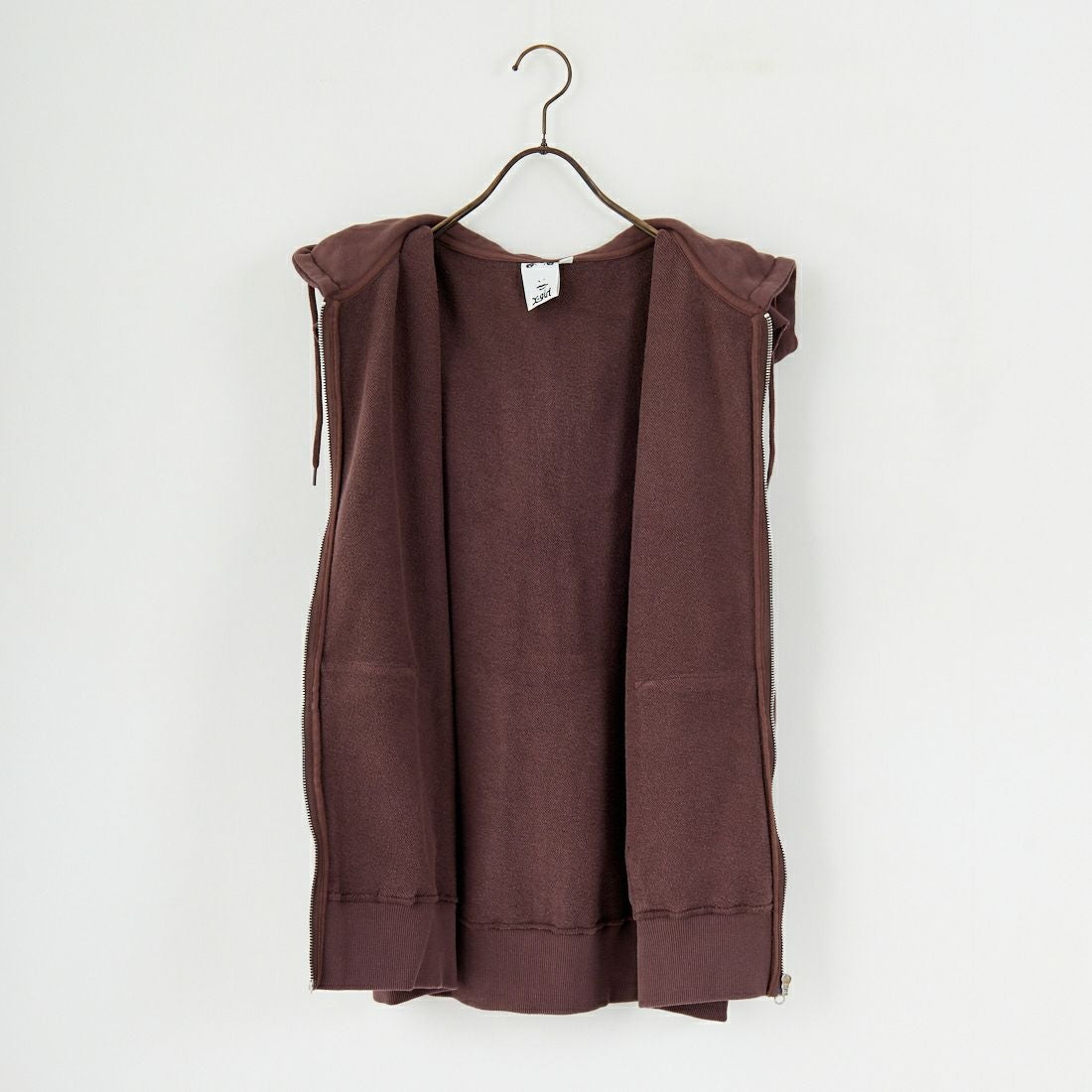 X-girl [エックスガール] ディストレス ジップアップスウェットベスト [105253021009] BROWN
