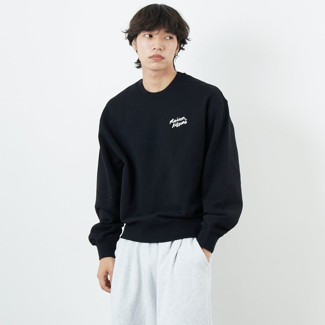 O197 BK/WH&&モデル身長：179cm 着用サイズ：M&&