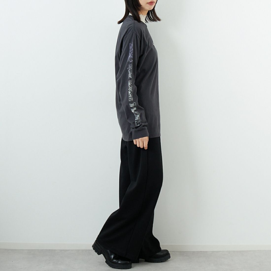 patagonia [パタゴニア] メンズ ロングスリーブ ロングウェイラウンド オーガニックTシャツ [37821] INBK &&モデル身長：162cm 着用サイズ：S&&