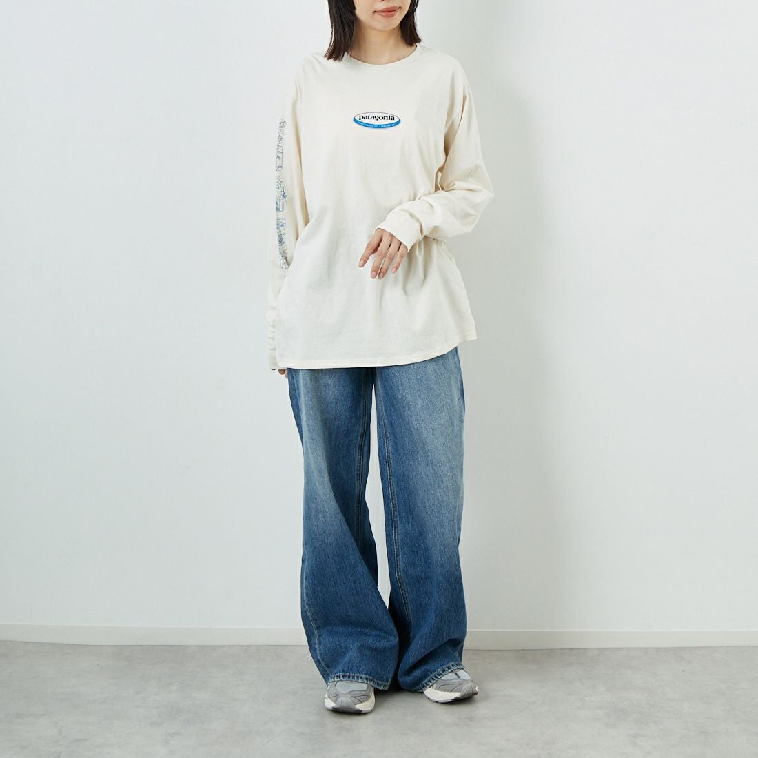 patagonia [パタゴニア] メンズ ロングスリーブ ロングウェイラウンド オーガニックTシャツ [37821] UDNL &&モデル身長：162cm 着用サイズ：S&&