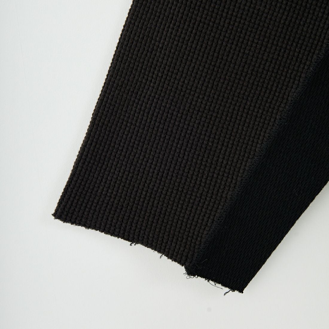 Name. [ネーム] ワッフルサイドリブ ルーズスリーブTシャツ [NMCU-047] BLACK