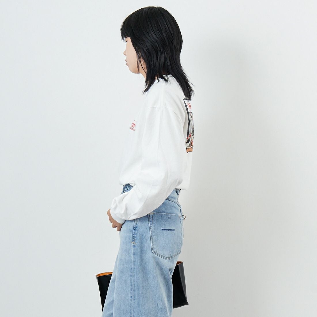 The Endless Summer [エンドレスサマー] CALIFORNIA PIZZA DINER ロングスリーブTシャツ [FH-25774328] 07 WHITE &&モデル身長：167cm 着用サイズ：S&&