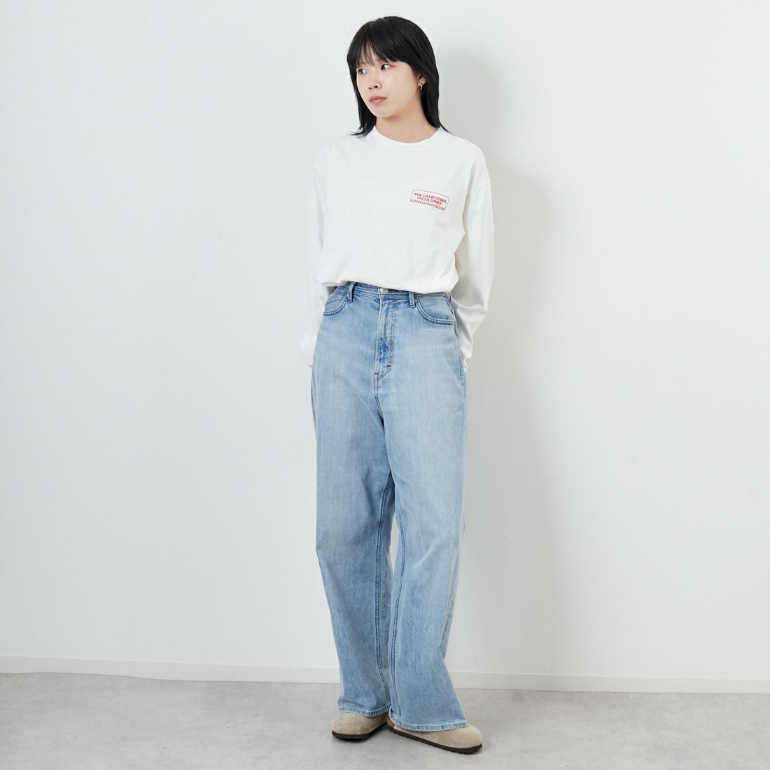 The Endless Summer [エンドレスサマー] CALIFORNIA PIZZA DINER ロングスリーブTシャツ [FH-25774328] 07 WHITE &&モデル身長：167cm 着用サイズ：S&&