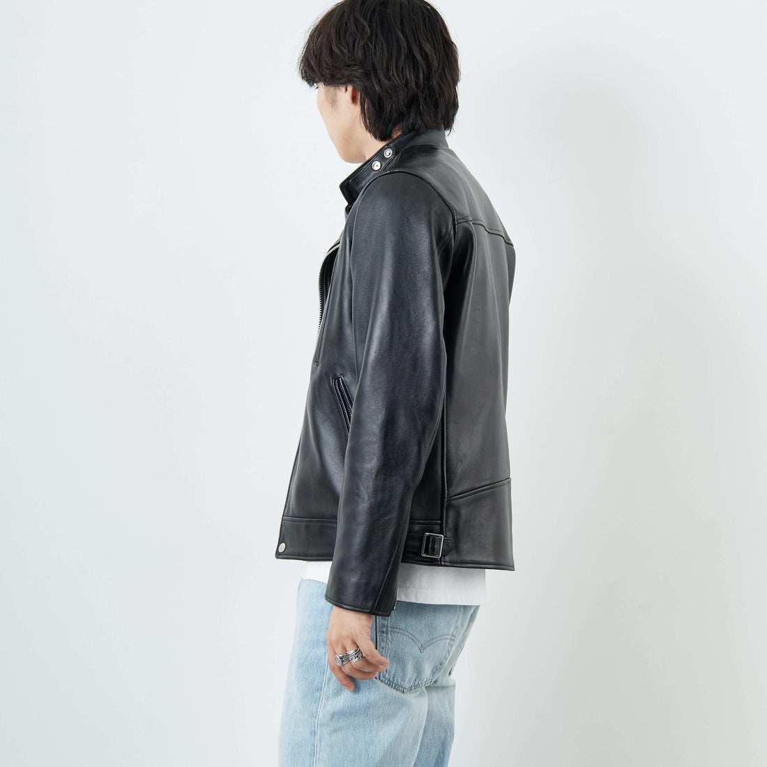 Schott [ショット] ダブルブレスト ライダースジャケット [7825950010] 010 BLACK &&モデル身長：179cm 着用サイズ：M&&