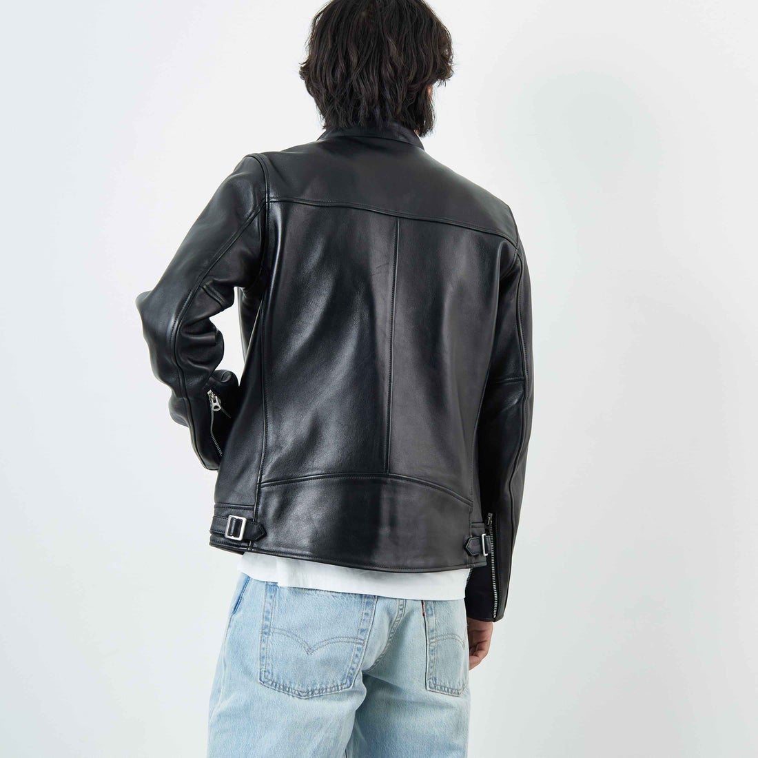 Schott [ショット] ダブルブレスト ライダースジャケット [7825950010] 010 BLACK &&モデル身長：179cm 着用サイズ：M&&