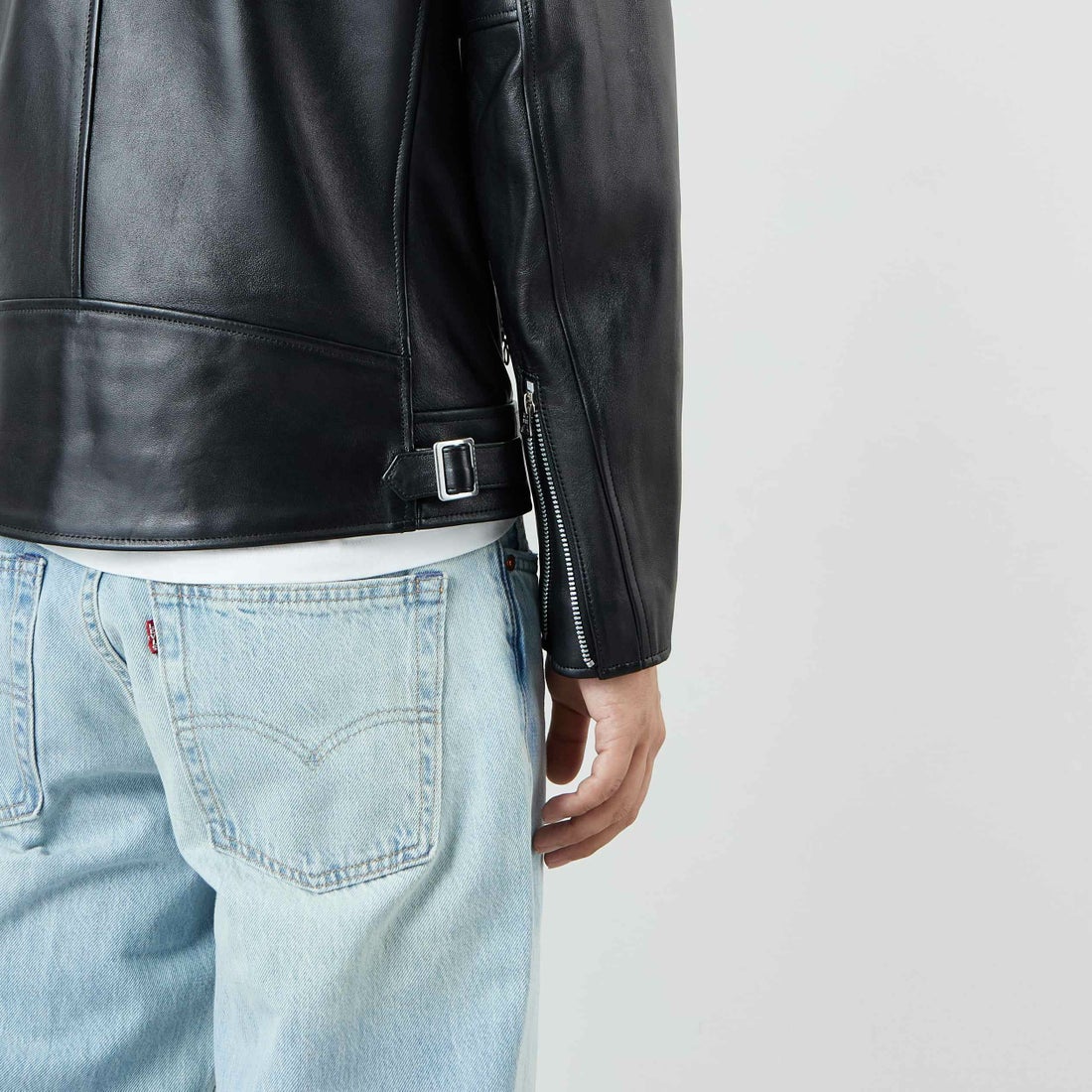 Schott [ショット] ダブルブレスト ライダースジャケット [7825950010] 010 BLACK &&モデル身長：179cm 着用サイズ：M&&