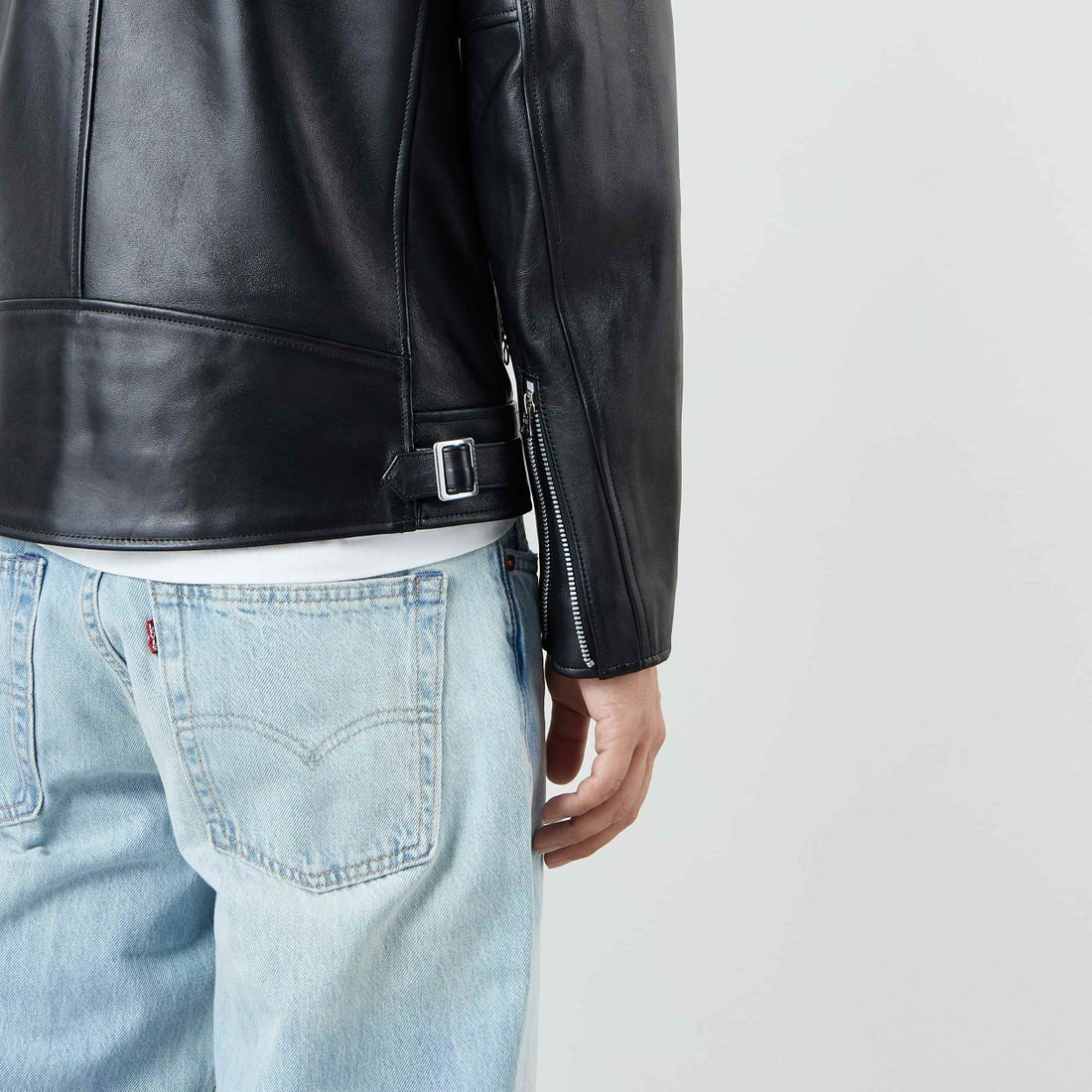 Schott [ショット] ダブルブレスト ライダースジャケット [7825950010] 010 BLACK &&モデル身長：179cm 着用サイズ：M&&