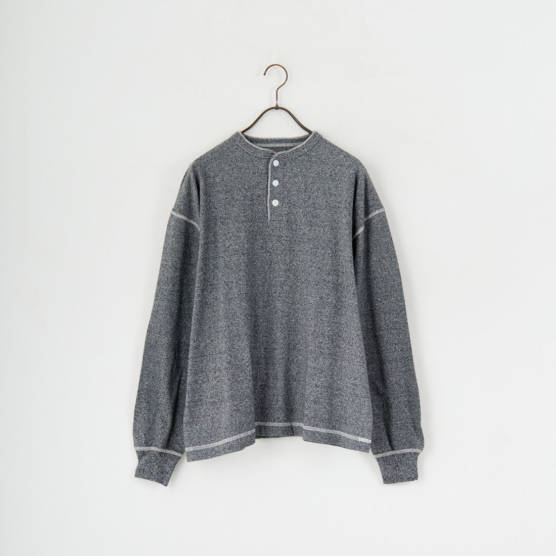 Health knit [ヘルスニット] ヘンリーネック ロングスリーブTシャツ [HR25F-M159] H.CHARCOAL