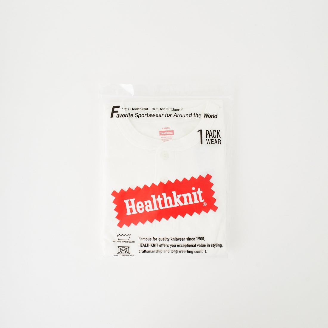 Health knit [ヘルスニット] ヘンリーネック ロングスリーブTシャツ [HR25F-M159] WHITE