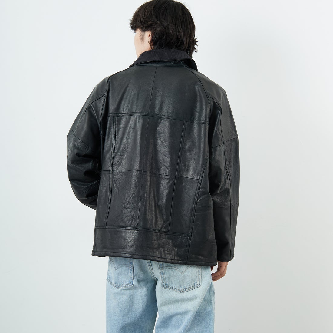 yoused [ユーズド] 別注 ドライバーズジャケット [JFY-244-092-JF] BLACK &&モデル身長：179cm 着用サイズ：2&&