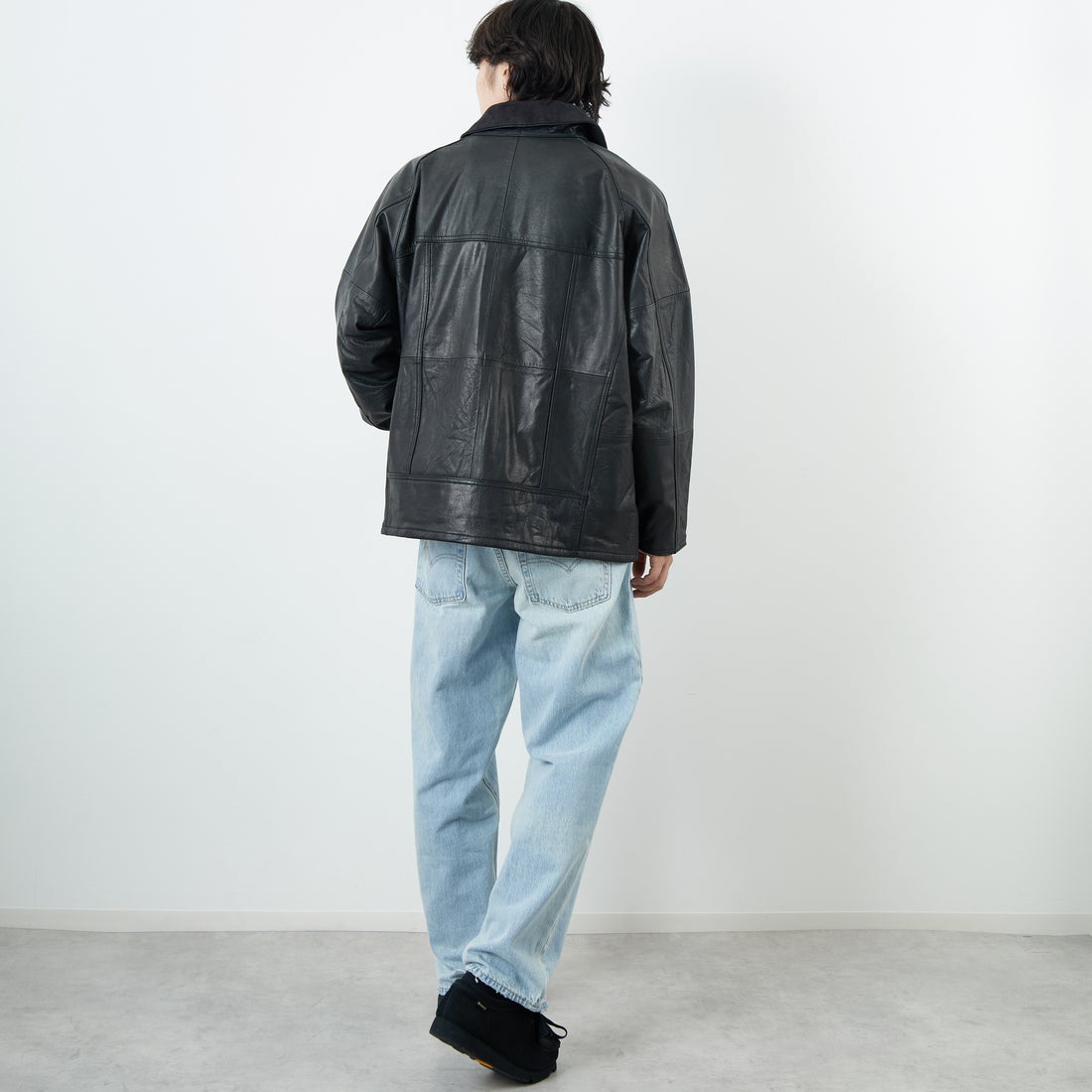 yoused [ユーズド] 別注 ドライバーズジャケット [JFY-244-092-JF] BLACK &&モデル身長：179cm 着用サイズ：2&&