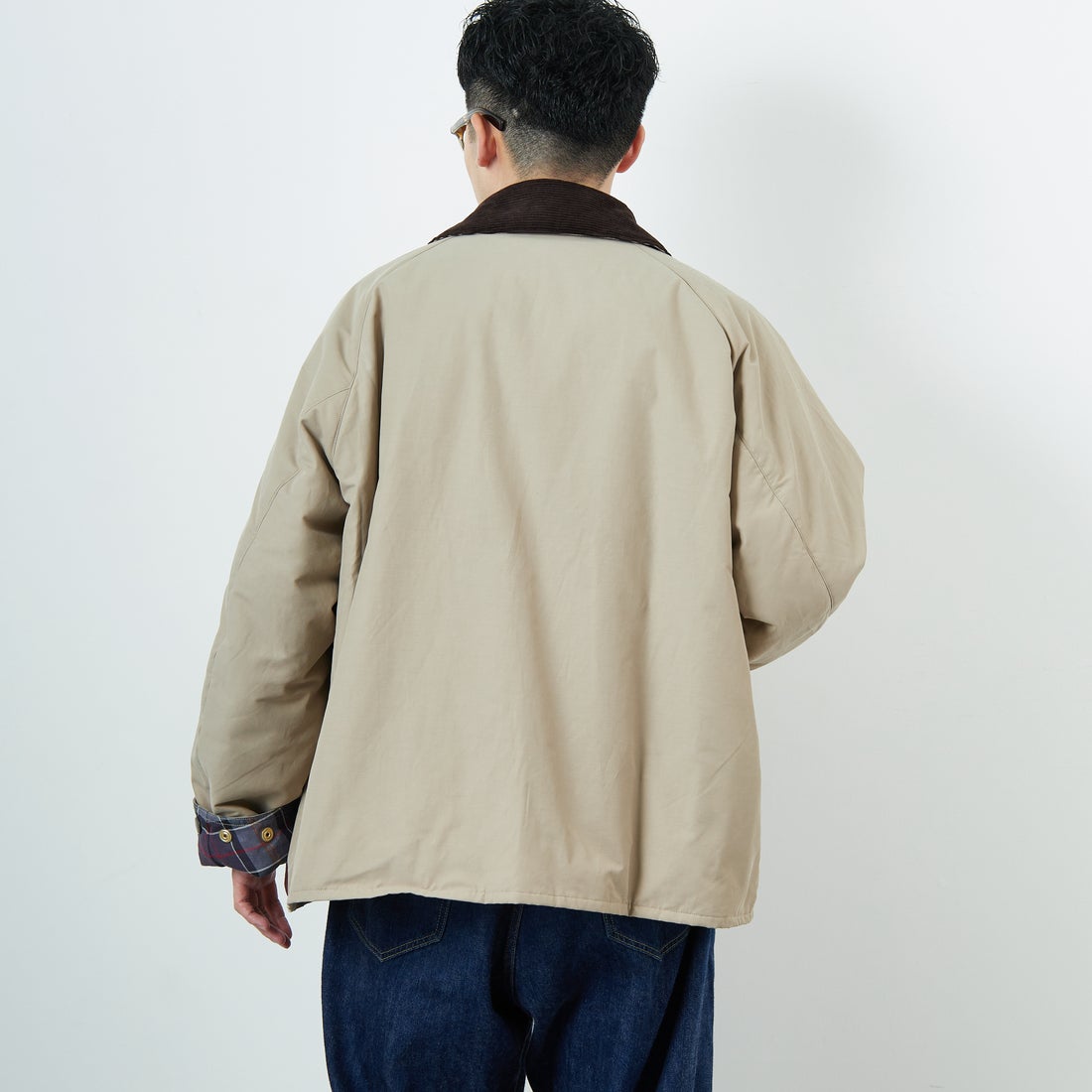 Barbour [バブアー] 別注 中綿入り TRANSPORT トランスポートジャケット [MCAS205-JF] GREIGE &&モデル身長：168cm 着用サイズ：40&&