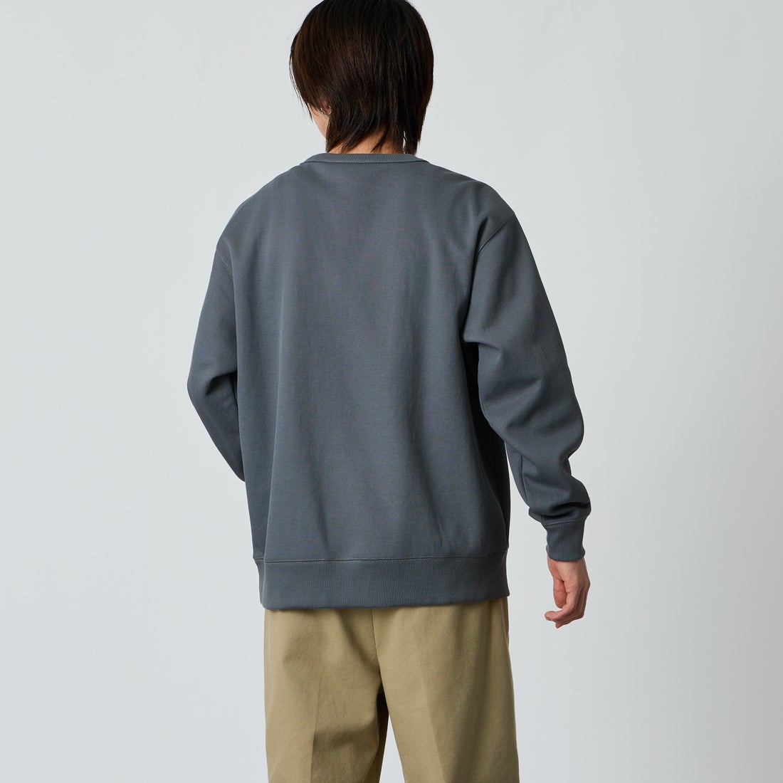 LACOSTE [ラコステ] 鹿の子ワントーンクルーネックスウェット [SH9359] 7EZ GREY &&モデル身長：177cm 着用サイズ：5&&