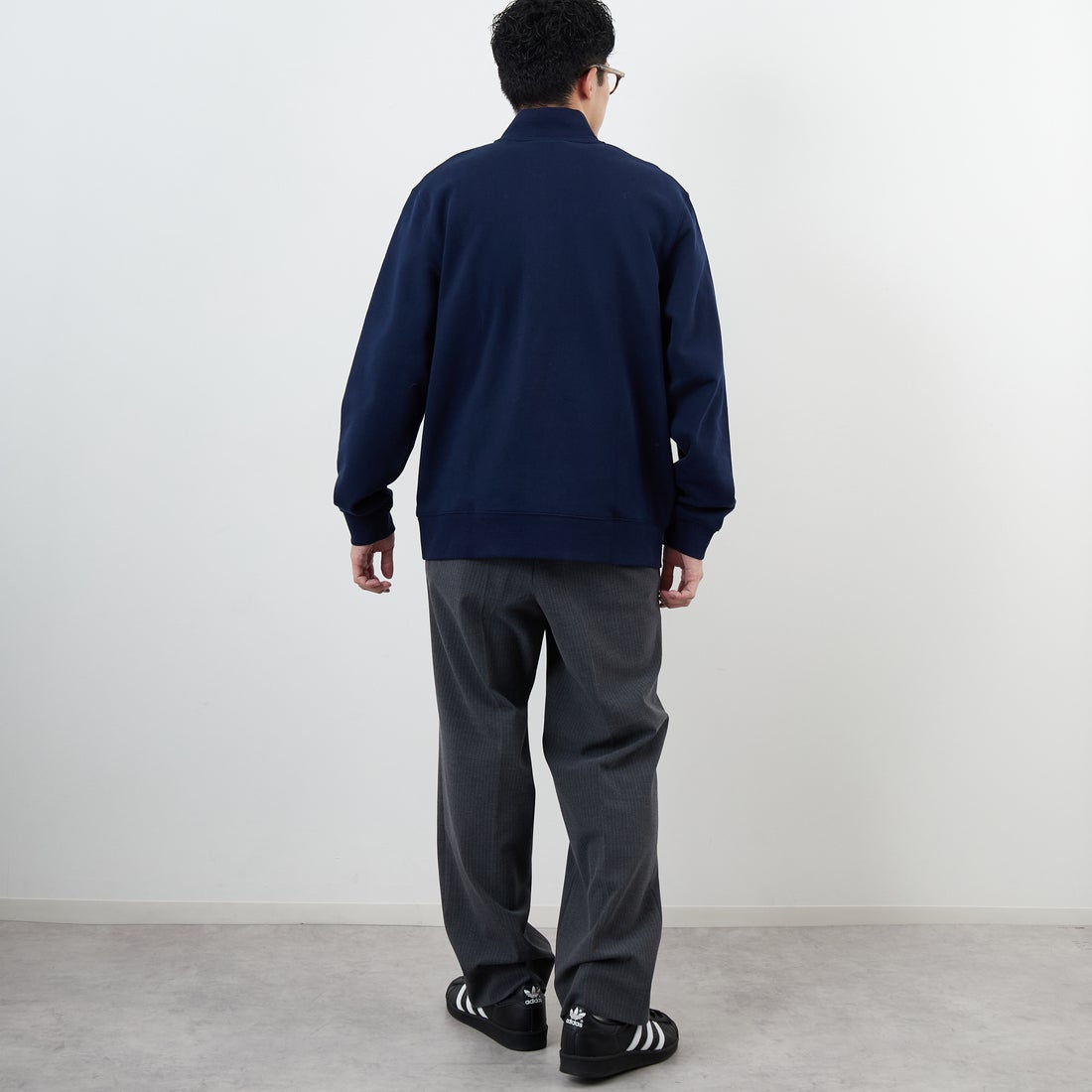 LACOSTE [ラコステ] ハイネックハーフジップスウェット [SH9774] 166 NAVY B &&モデル身長：168cm 着用サイズ：5&&