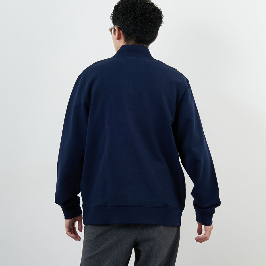 LACOSTE [ラコステ] ハイネックハーフジップスウェット [SH9774] 166 NAVY B &&モデル身長：168cm 着用サイズ：5&&