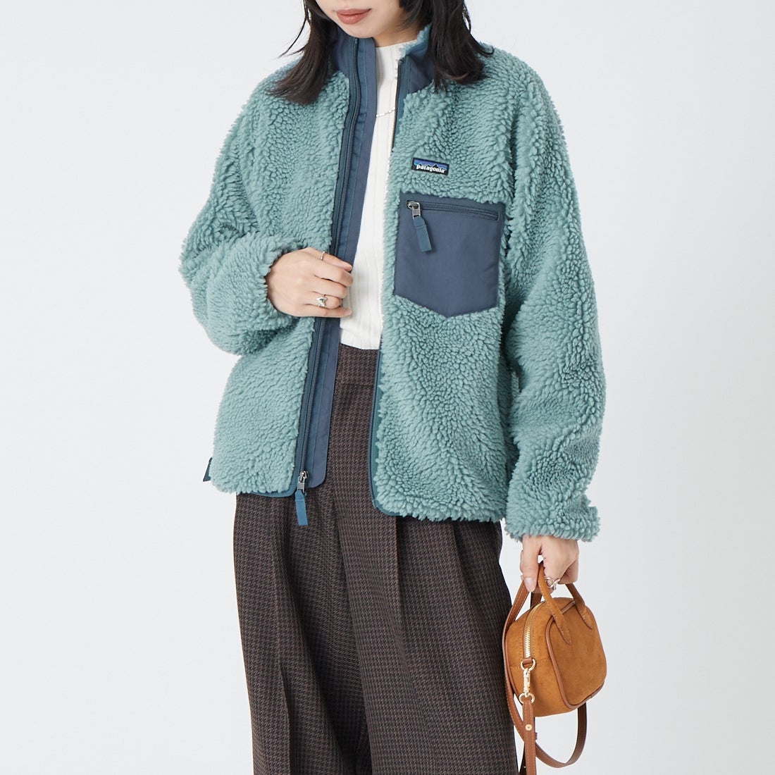 patagonia [パタゴニア] ウィメンズ クラシック レトロX ジャケット [23075] BLSG &&モデル身長：162cm 着用サイズ：XS&&