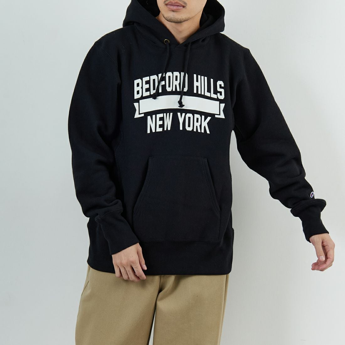 Champion [チャンピオン] リバースウィーブ(R) フーデッドスウェットシャツ [C3-C112] 090 ﾌﾞﾗｯｸ &&モデル身長：168cm 着用サイズ：XL&&