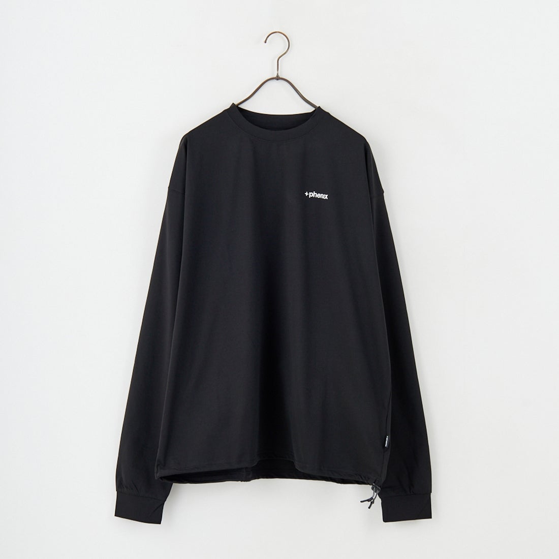 +phenix [プラスフェニックス] 別注 ワンポイント刺繍ロゴ ドローコードTシャツ [POT-25080IN-JF] BLACK