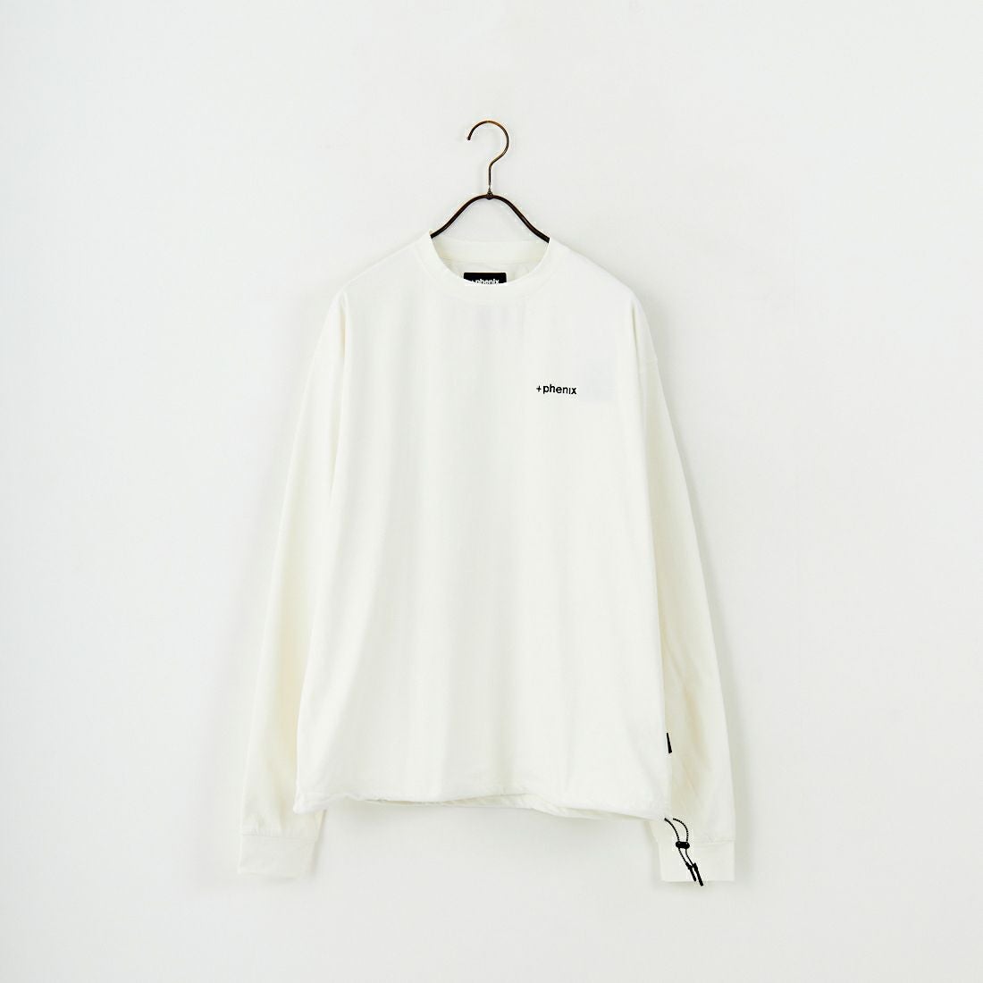 +phenix [プラスフェニックス] 別注 ワンポイント刺繍ロゴ ドローコードTシャツ [POT-25080IN-JF] WHITE