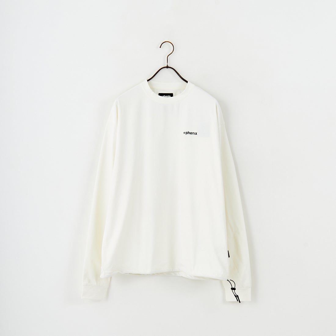 +phenix [プラスフェニックス] 別注 ワンポイント刺繍ロゴ ドローコードTシャツ [POT-25080IN-JF] WHITE