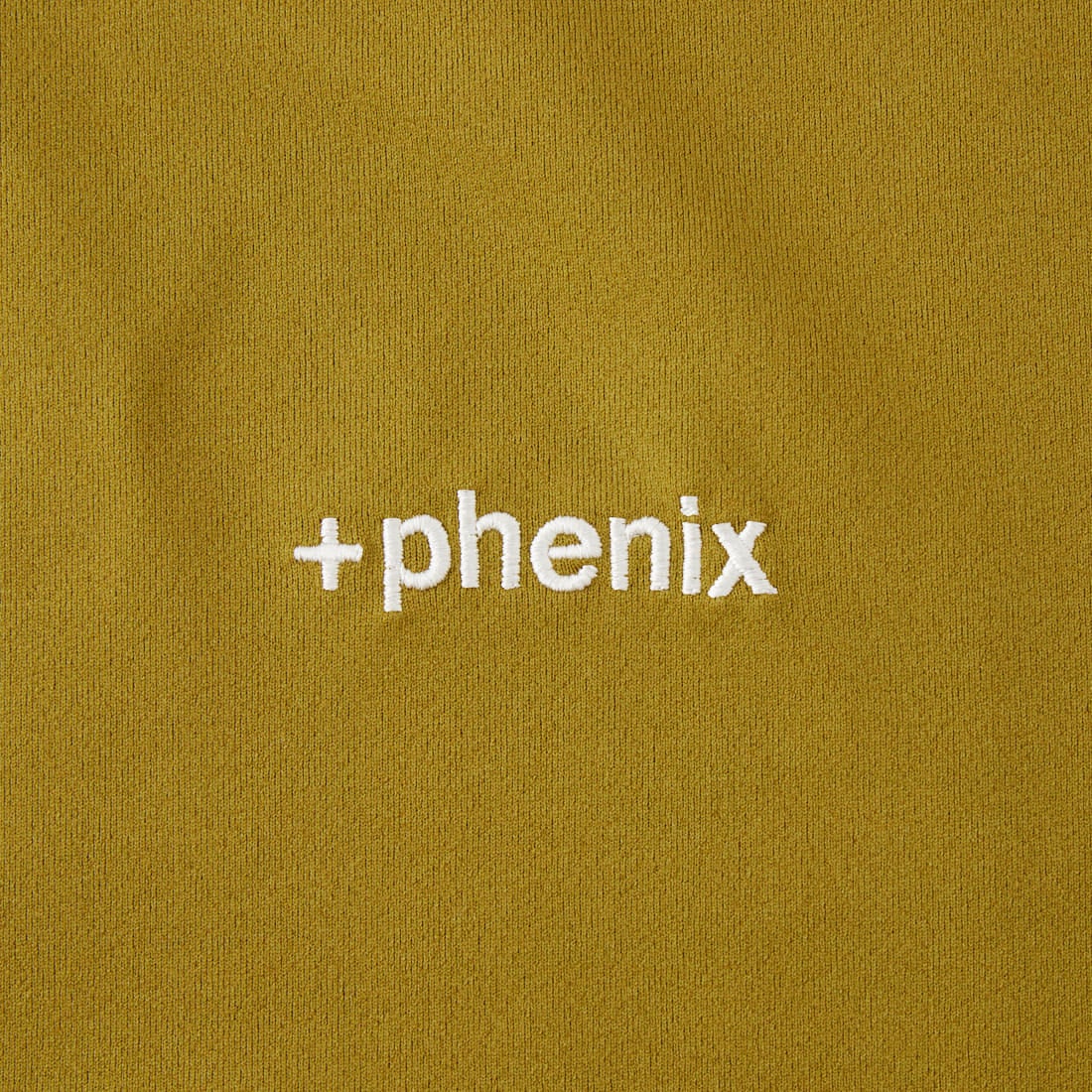 +phenix [プラスフェニックス] 別注 ワンポイント刺繍ロゴ ドローコードTシャツ [POT-25080IN-JF] MUSTARD