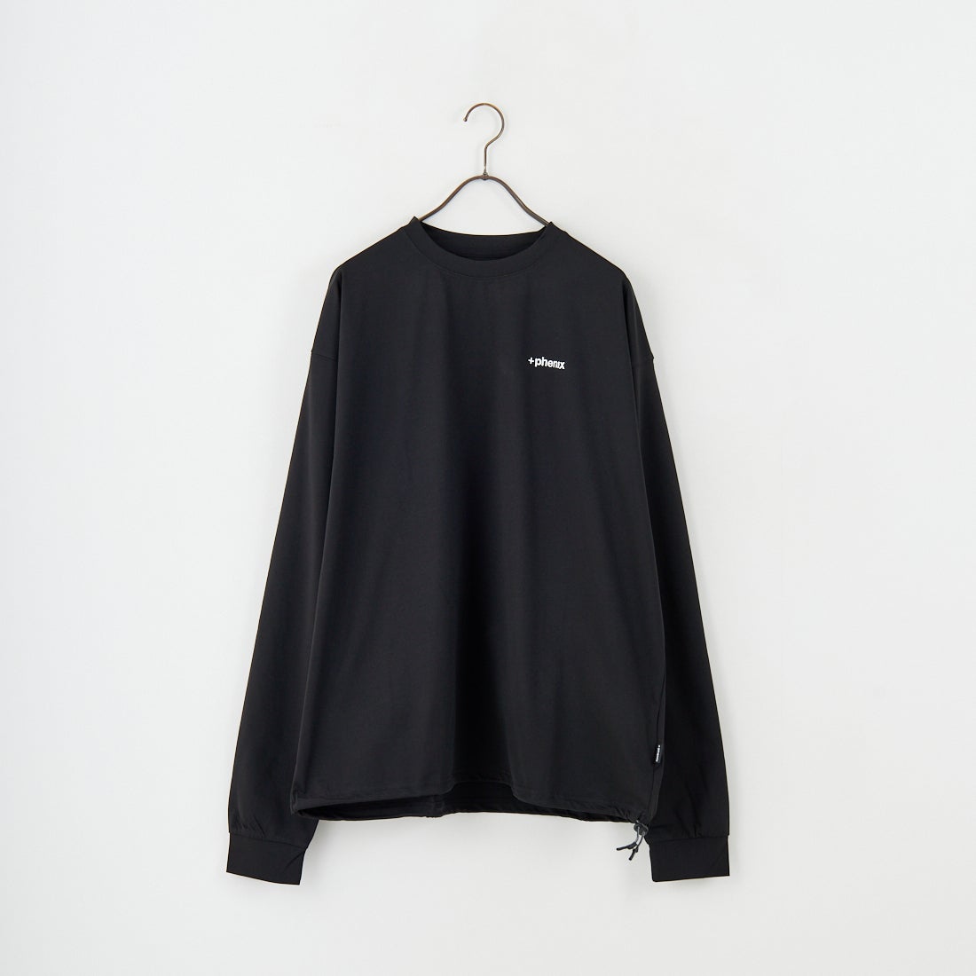 +phenix [プラスフェニックス] 別注 ワンポイント刺繍ロゴ ドローコードTシャツ [POT-25080IN-JF] BLACK