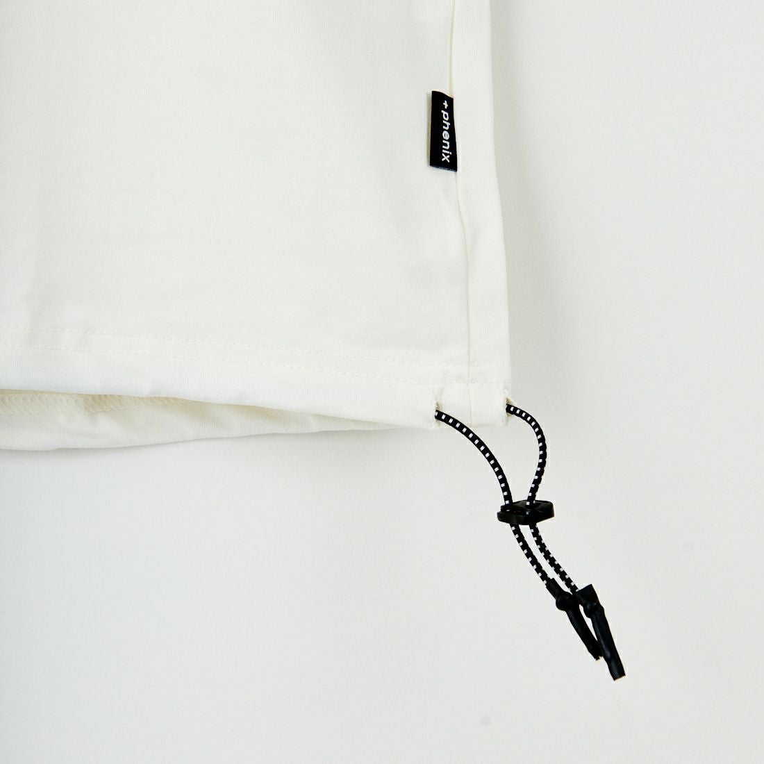 +phenix [プラスフェニックス] 別注 ワンポイント刺繍ロゴ ドローコードTシャツ [POT-25080IN-JF] WHITE