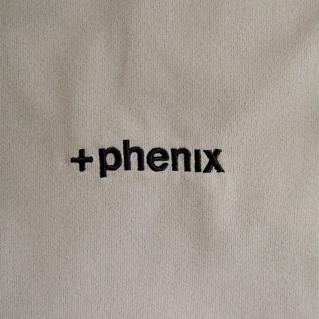 +phenix [プラスフェニックス] 別注 ワンポイント刺繍ロゴ ドローコードTシャツ [POT-25080IN-JF] GREIGE