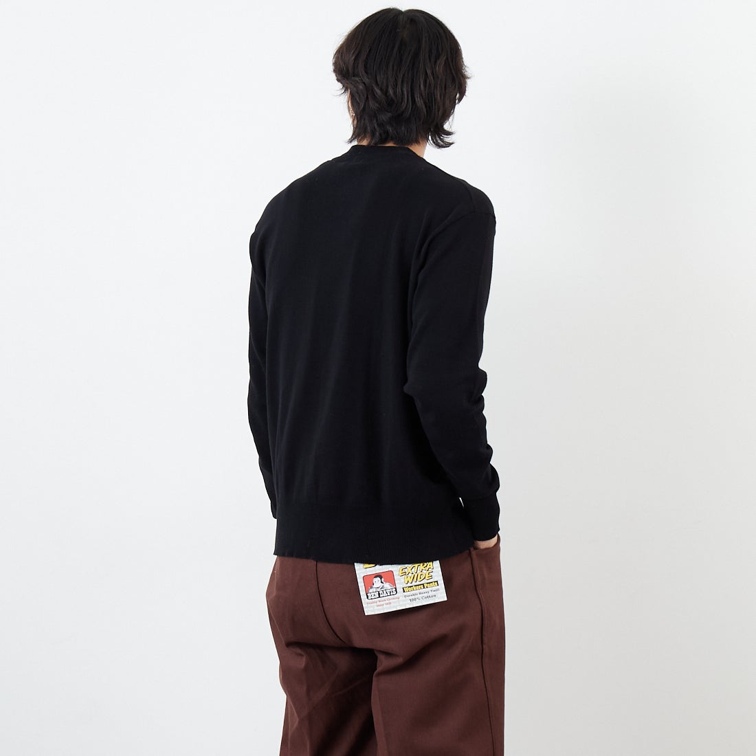 GICIPI [ジチピ] GIAGUARO クルーネックニットソー [2501A] NERO &&モデル身長：179cm 着用サイズ：4&&
