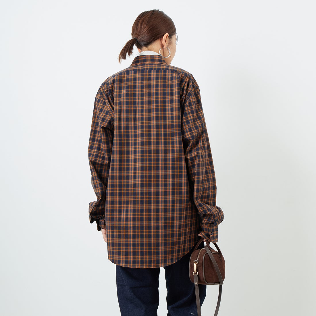 THE SHINZONE [ザ シンゾーン] ペックチェックシャツ [25AMSBL06] 85 NAVY &&モデル身長：159cm 着用サイズ：F0&&