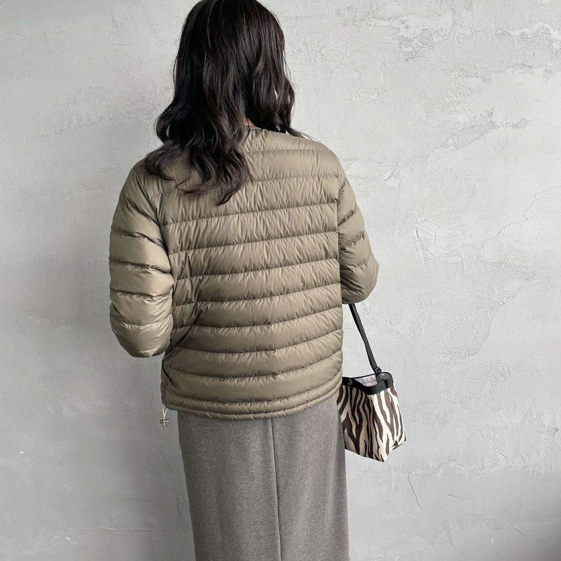 DANTON [ダントン] インナーダウン ジャケット [DT-A0001RRT] OLIVE &&モデル身長：160cm 着用サイズ：S&&