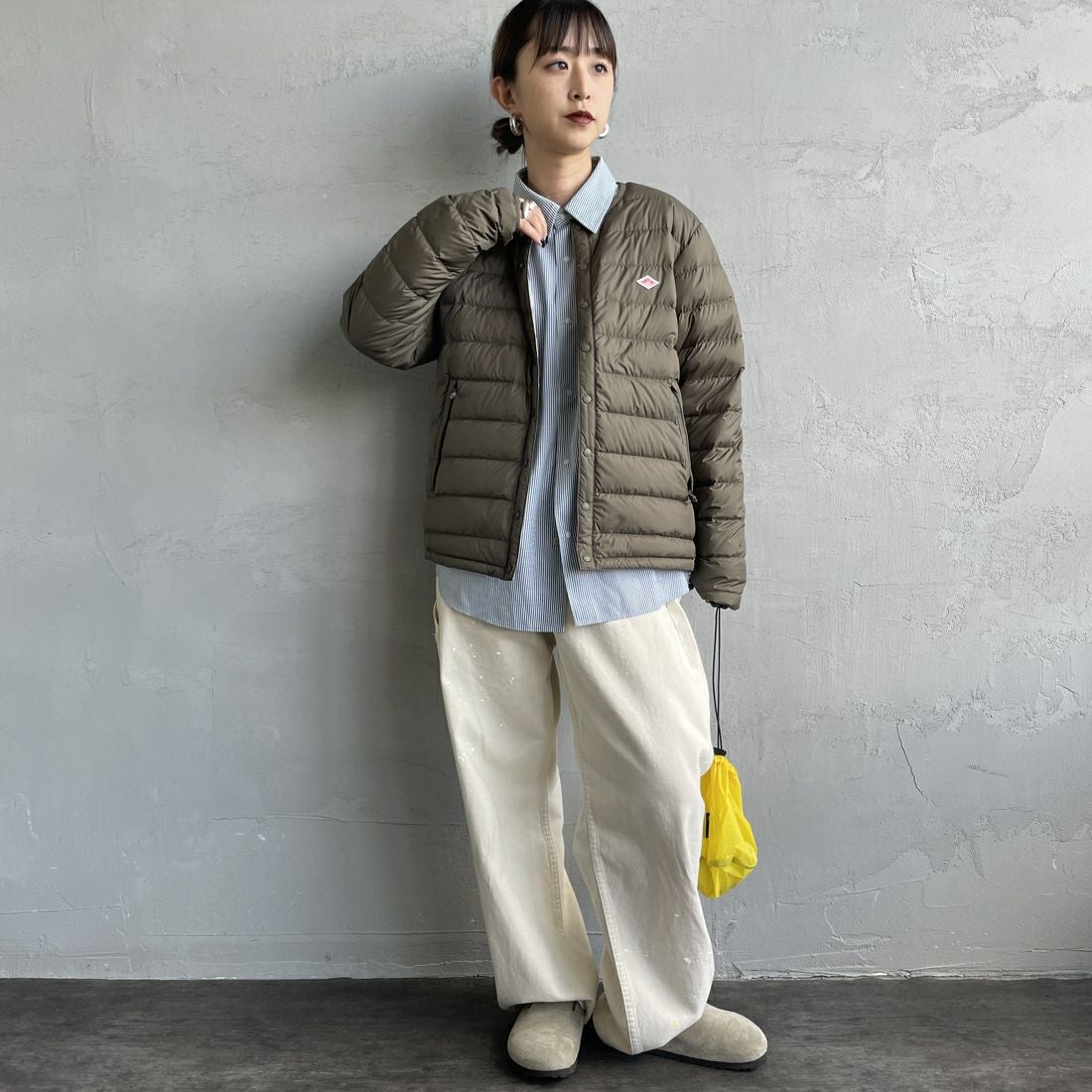 DANTON [ダントン] インナーダウン ジャケット [DT-A0001RRT] OLIVE &&モデル身長：150cm 着用サイズ：S&&