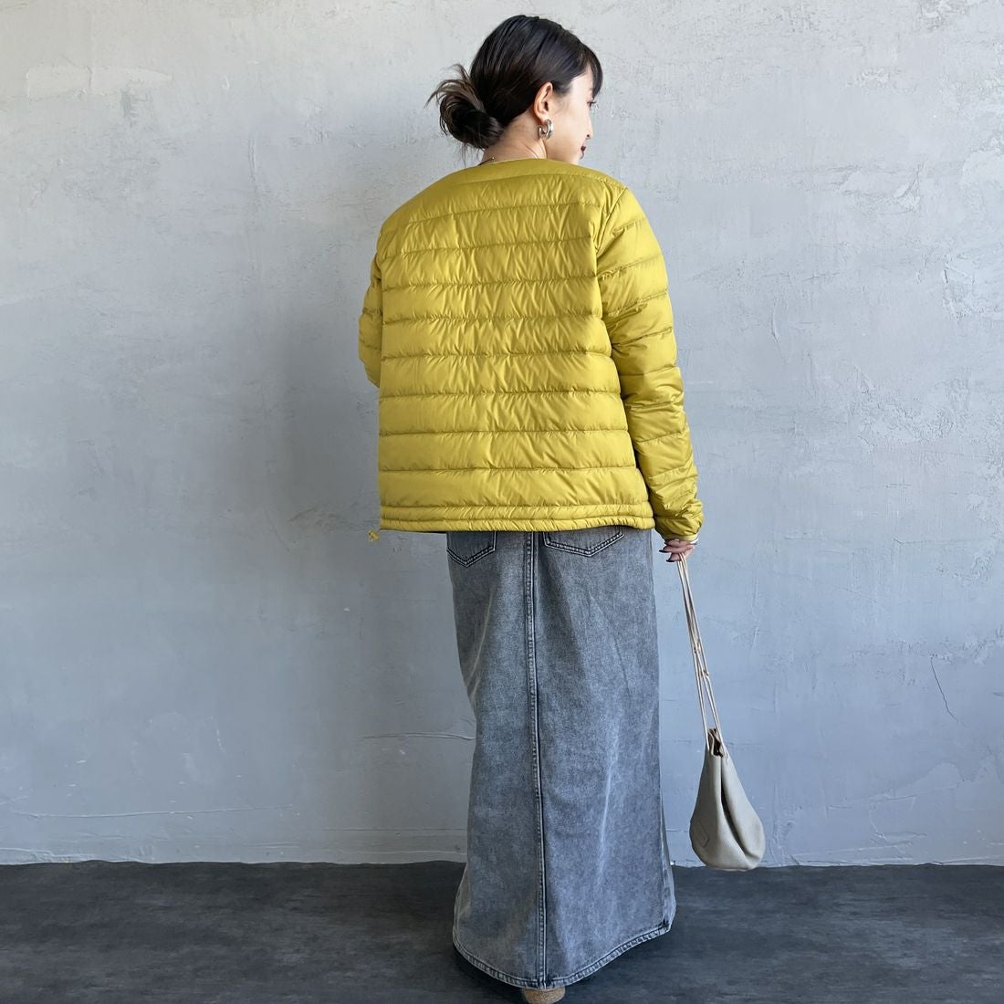 DANTON [ダントン] インナーダウン ジャケット [DT-A0001RRT] MUSTARD &&モデル身長：150cm 着用サイズ：S&&