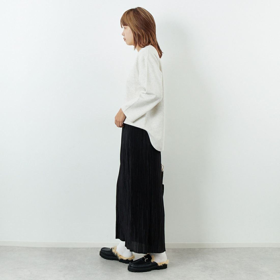 blurhms ROOTSTOCK [ブラームス ルーツストック] ラフ&スムース サーマルベースボールTシャツ [BROOTS24F31F25] 02 H.OATME &&モデル身長：167cm 着用サイズ：0&&