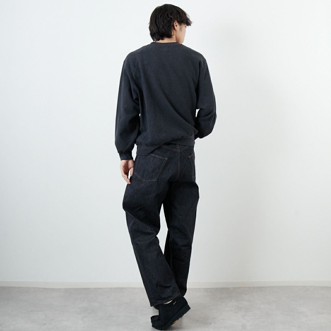 blurhms ROOTSTOCK [ブラームス ルーツストック] 13.5oz ワイドデニムパンツ [BROOTS25S8F25] 02 S.BLACK &&モデル身長：179cm 着用サイズ：3&&