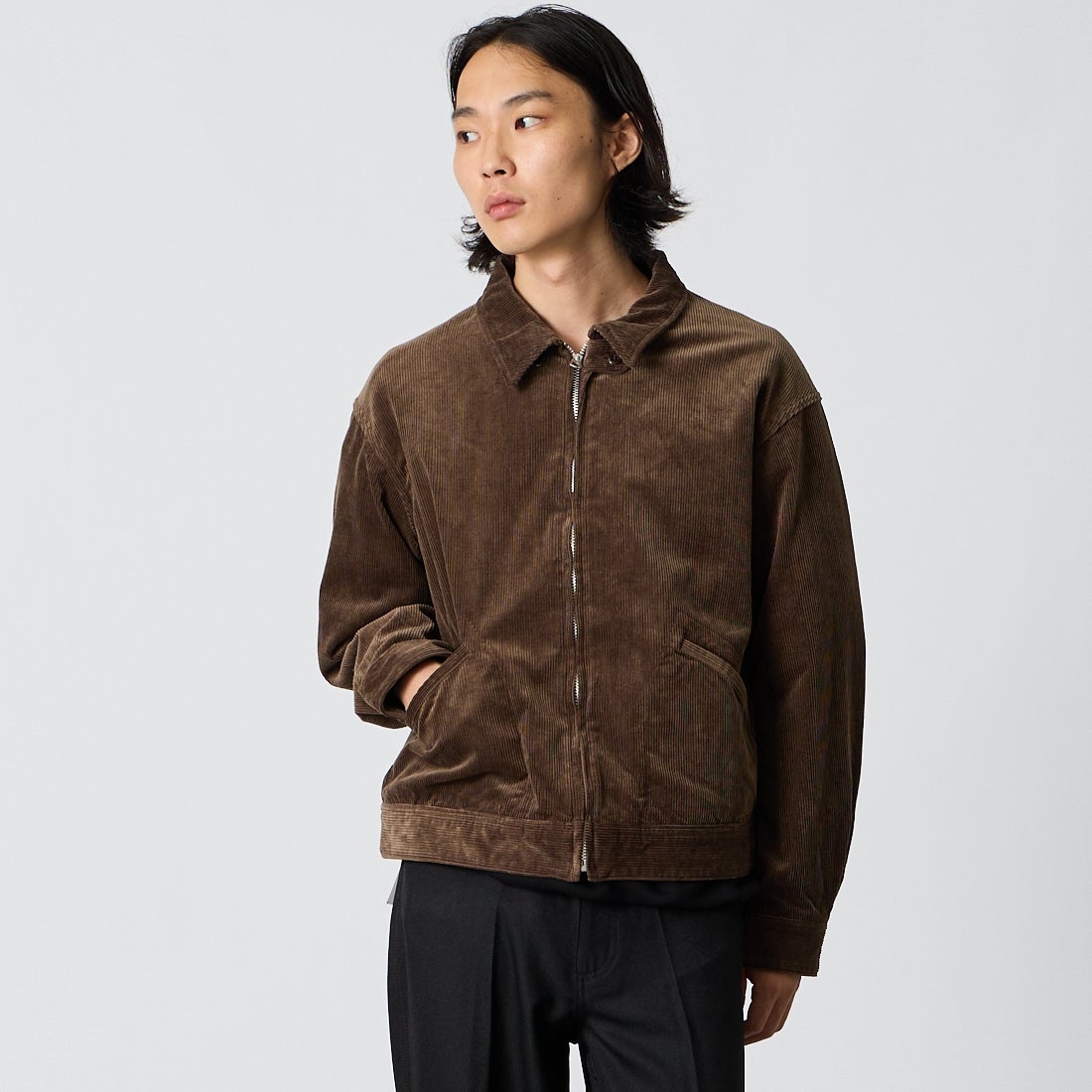 A VONTADE [アボンタージ] ジップワークジャケット [VTD-0565-JK-CD] BR DK.BROW &&モデル身長：175cm 着用サイズ：M&&