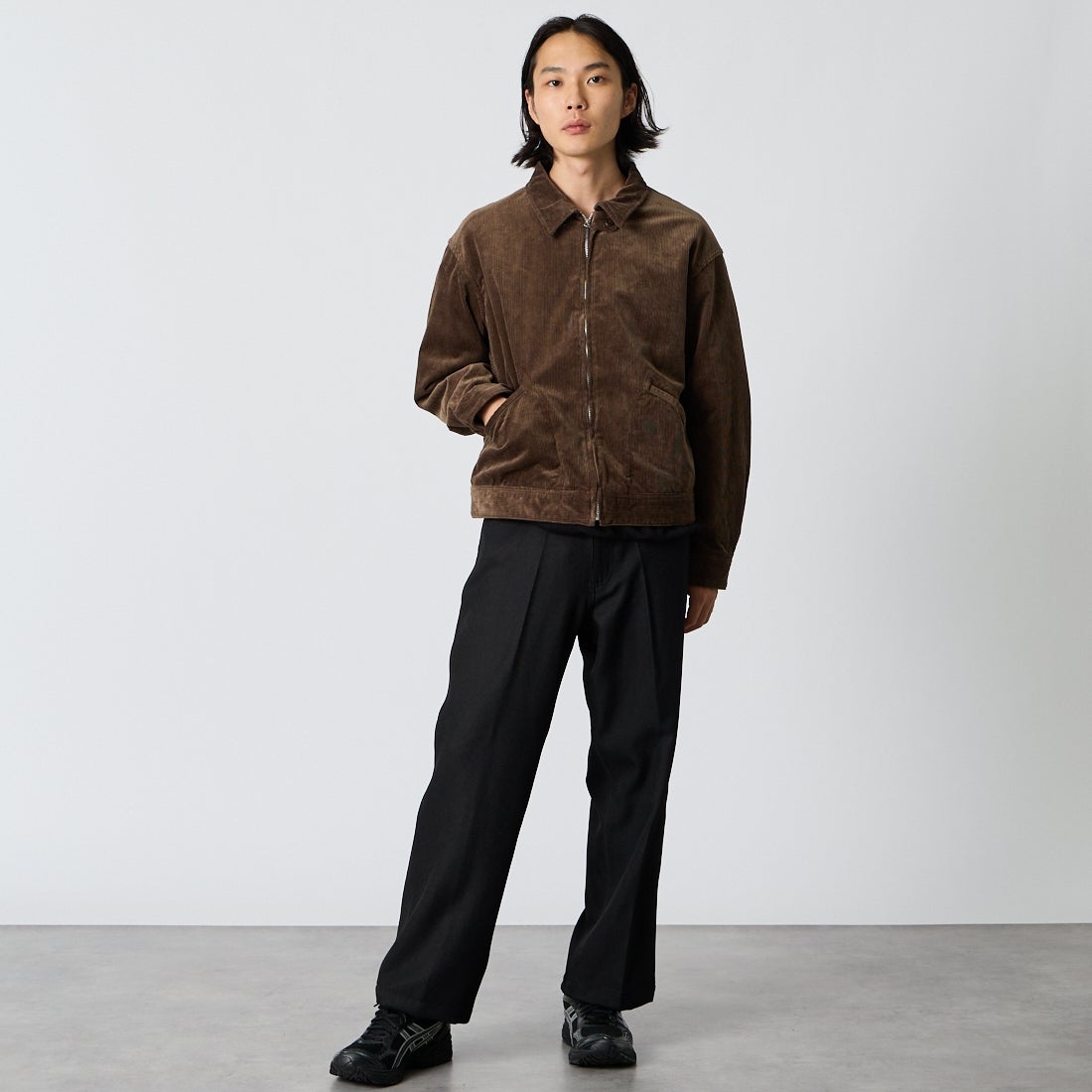 A VONTADE [アボンタージ] ジップワークジャケット [VTD-0565-JK-CD] BR DK.BROW &&モデル身長：175cm 着用サイズ：M&&