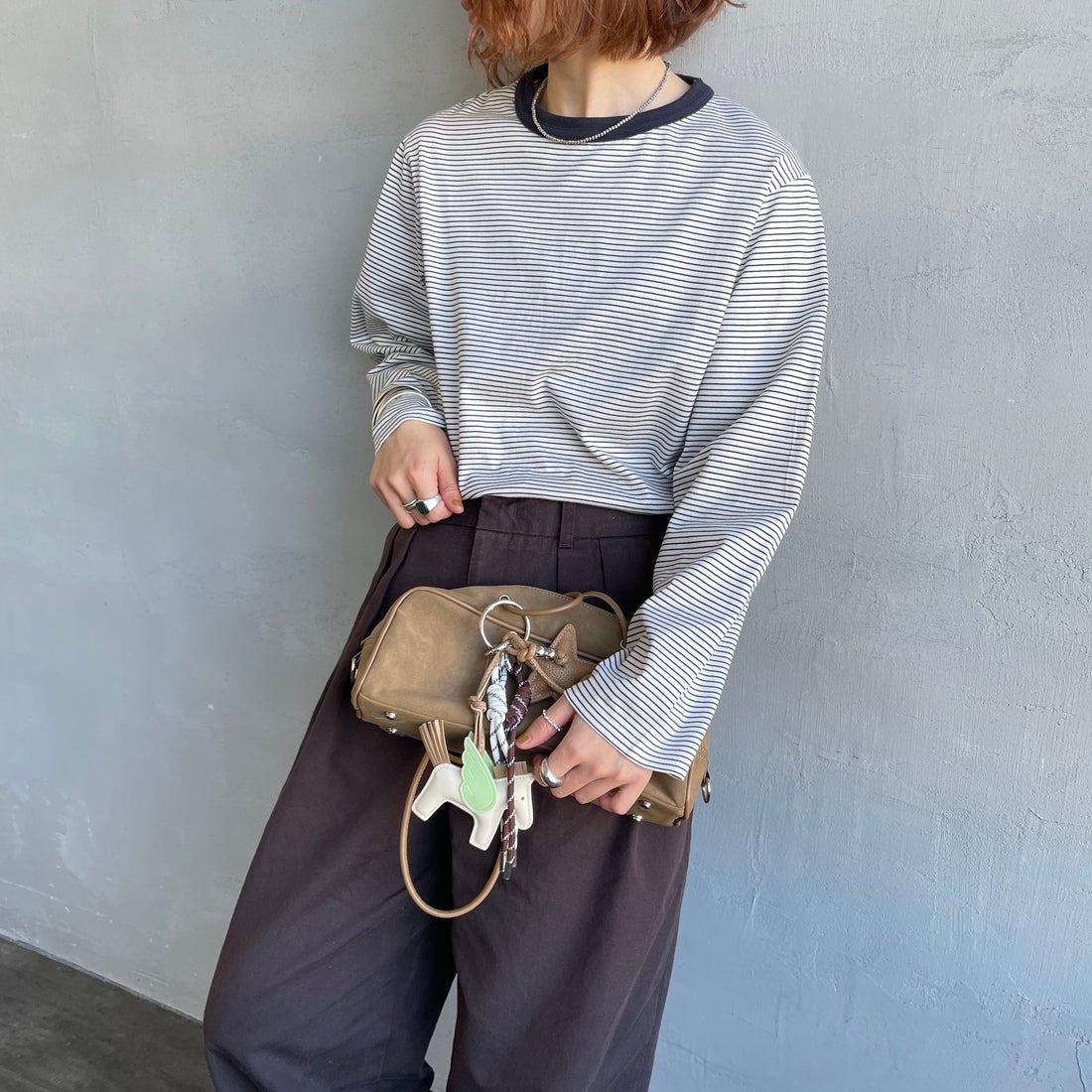 THE SHINZONE [ザ シンゾーン] パックロングスリーブTシャツ [24AMSCU04] 00 MULTI &&モデル身長：158cm 着用サイズ：F0&&