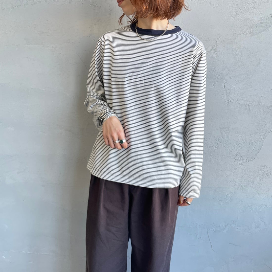 THE SHINZONE [ザ シンゾーン] パックロングスリーブTシャツ [24AMSCU04] 00 MULTI &&モデル身長：158cm 着用サイズ：F0&&