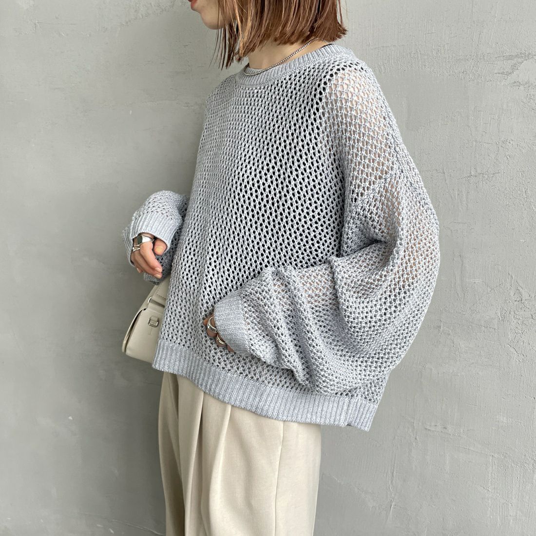 90 L.GRAY&&モデル身長：158cm 着用サイズ：F&&