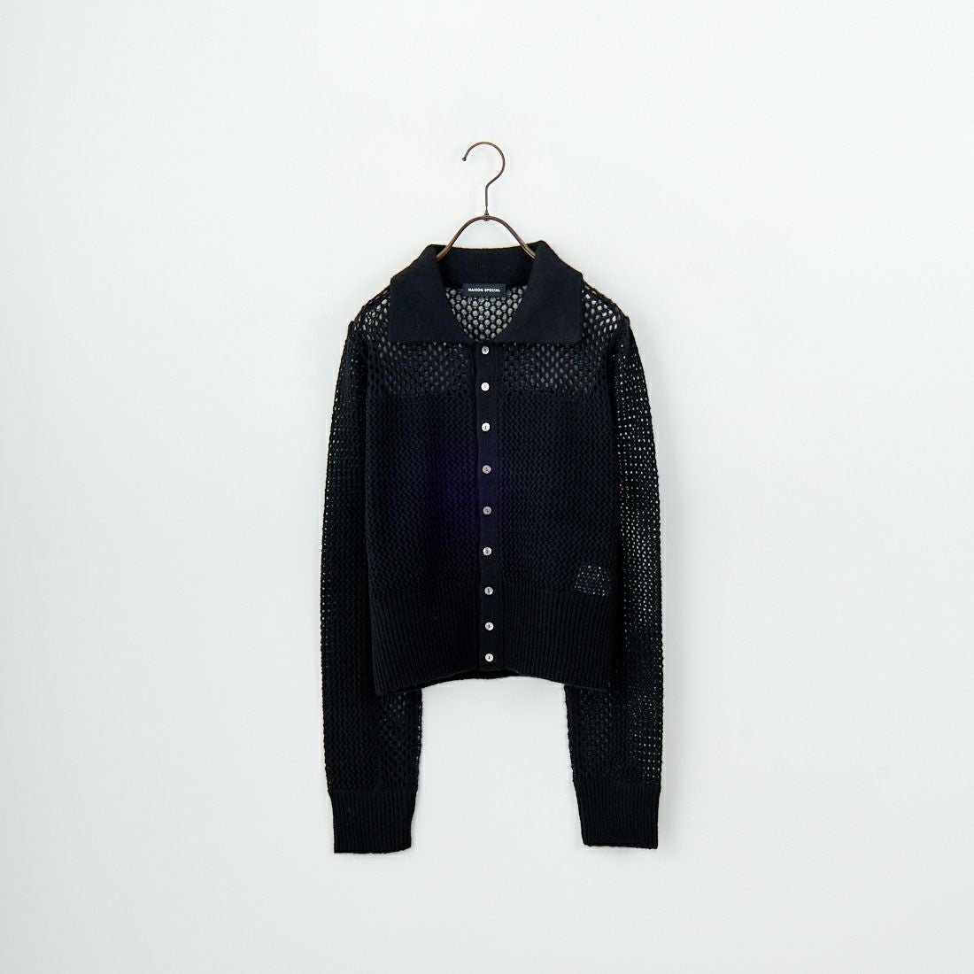MAISON SPECIAL [メゾンスペシャル] チュールシャツレイヤードポロニットカーディガン [21252366005] BLK