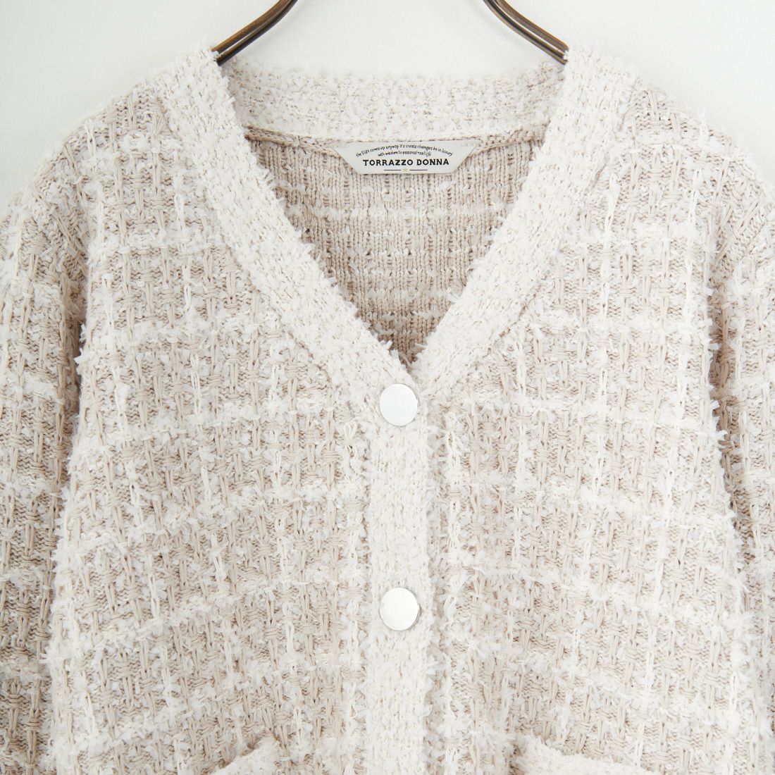 TORRAZZO DONNA [トラッゾドンナ] チェックパターンカーディガン [6262-453] 09 IVORY